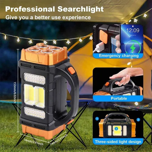 Miniatura 2 de Luz de Trabajo LED Premium de Alto Lúmenes – Linterna Multiusos con Características de Reflector y Farol - Linterna Solar Recargable Impermeable