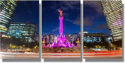 Miniatura 24 de Arte de pared con bandera de México para sala de estar, pintura de pared con textura envejecida y colorida de la bandera de México, 3 piezas