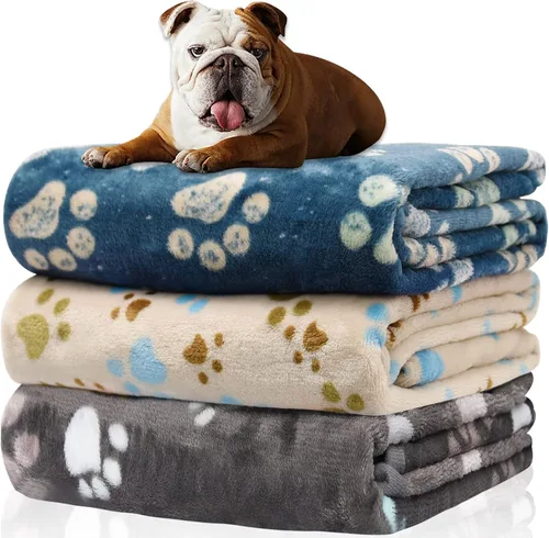 Miniatura 20 de Rezutan 1 paquete de 3 mantas para perros grandes, 41x31 pulgadas para mantas suaves y mullidas para mascotas y gatos de tamaño mediano, reversibles