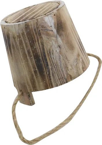 Miniatura 5 de MY MIRONEY Macetas de 20 onzas, maceta de barril de madera vintage, maceta rústica sólida con asas de metal y marco para maceta