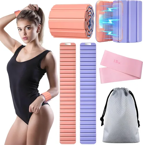 Magnetic Ankle Weights for Women & Men, Adjustable Silicone Wrist Weights Bracelet Set, Stackable Wrist and Ankle Weights 1 Pair 2 Lbs, Weighted
