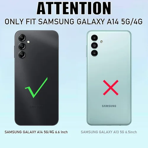 Miniatura 5 de Funda compatible con Samsung Galaxy A14 5G con protector de pantalla, protección de grado militar, resistente de 3 capas a prueba de golpes