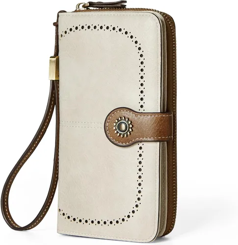 Miniatura 19 de TFKGS Billetera para mujer con bloqueo RFID de cuero, gran capacidad, porta tarjetas, cartera tipo embrague para teléfono, bolso largo de viaje