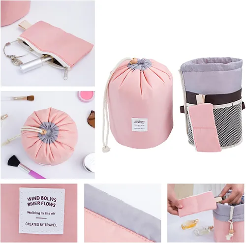 Miniatura 4 de INVODA Bolsas de cosméticos con cordón, bolsa de maquillaje para mujeres y niñas, portátil, plegable, multifuncional, neceser, organizador