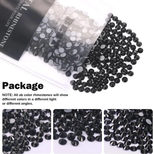 Miniatura 6 de Cristales negros redondos Hotfix de vidrio plano (SS12/3.2MM/1440pcs)