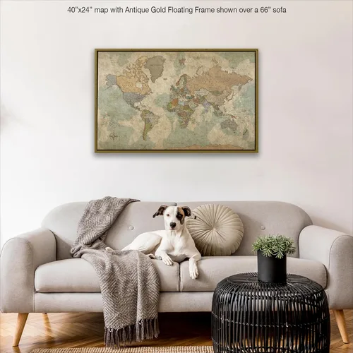 Miniatura 7 de HolyCowCanvas Mapa del Mundo Personalizado con Chinchetas sobre Lienzo en Tonos Tierra Vintage, Personaliza con Tus Nombres y Cita para Rastrear