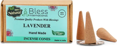 Miniatura 2 de Bless International Conos de incienso 100% naturales de lavanda hechos a mano, sumergidos a mano, libres de químicos orgánicos para purificación