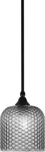 Miniatura 166 de Toltec Lighting Tallo Colgado Mini colgante, acabado de cobre negro, 3.5" cuadrado humo burbuja vidrio