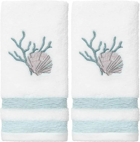Avanti Linens - Toallita para las manos, toalla de algodón suave y absorbente (Coastal Terrazo), 45.72 cm x 27.94 cm, multicolor (Paquete de 2)