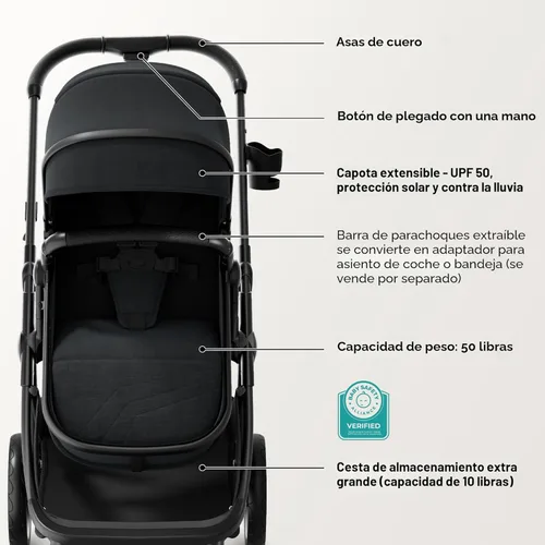 Miniatura 6 de Mompush Wiz - Cochecito de bebé 2 en 1 con modo Pramette para bebé, convertible plegable con una sola mano, para recién nacidos a niños pequeños