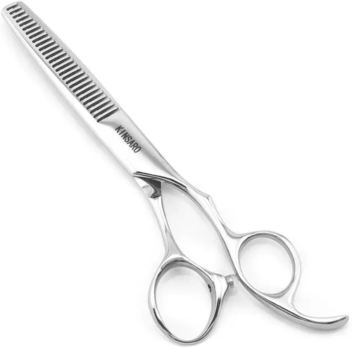 Miniatura 10 de Tijeras profesionales para el cabello de 5.5 pulgadas, tijeras de corte de pelo de peluquería 440C, tijeras de pelo con agujero ciego borde convexo