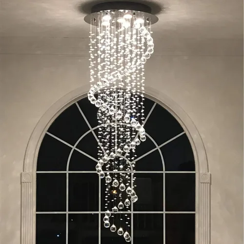 Miniatura 11 de 3-Lights Spairal Crystal Chandelier,Modern Raindrop Light Fixture Pendant Ceiling Mount Lamp Lighting Fixtures for LivingRoom, Bedroom, Bathroom D9