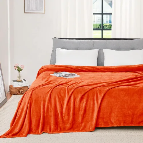 Miniatura 15 de RYB HOME Ropa de Cama Manta de Franela Tamaño Throw Todas las Estaciones Manta Ligera de Microfibra Suave que Ajusta Cubierta de Cama Colcha Crema