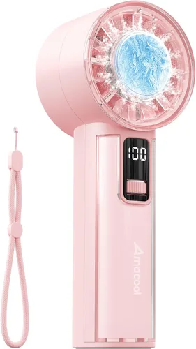 Miniatura 10 de AMACOOL Mini ventilador turbo de mano, 17 horas de funcionamiento, 4 velocidades, cuerpo de metal fresco, ventilador de mano personal recargable