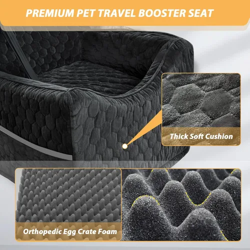 Miniatura 4 de Asiento de automóvil para perros pequeños/medianos, asiento elevador de perro de espuma viscoelástica, seguridad de viaje con funda extraíble