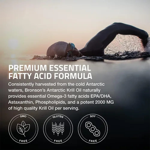 Miniatura 3 de Bronson Aceite de krill antártico 2000 mg con omega-3 EPA, DHA, astaxantina y fosfolípidos, 250 cápsulas blandas (125 porciones)