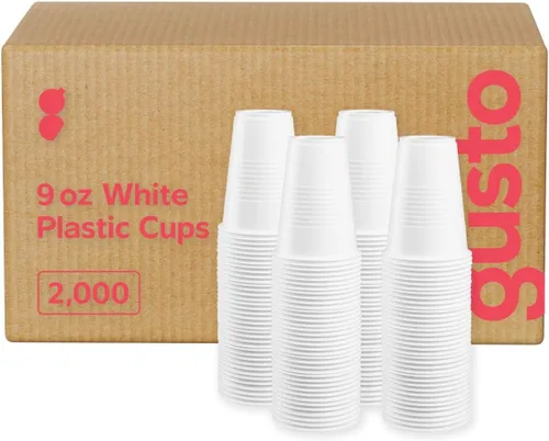 Comfy Package - Vasos de plástico blancos – Vasos blancos fríos para fiestas, vasos desechables para todas las ocasiones (9 onzas, 2000, unidades)