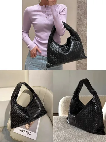 Miniatura 2 de Bolsos de mano grandes para mujer, bolso de mano tejido anudado con asa superior para mujer, bolso de hombro de cuero suave para el hombro