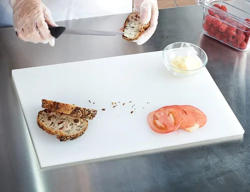 Miniatura 24 de CURTA Paquete de 2 tablas de cortar verdes para cocina, 20 x 14 x 0.5 pulgadas, tabla de cortar comercial de plástico codificado con superficie