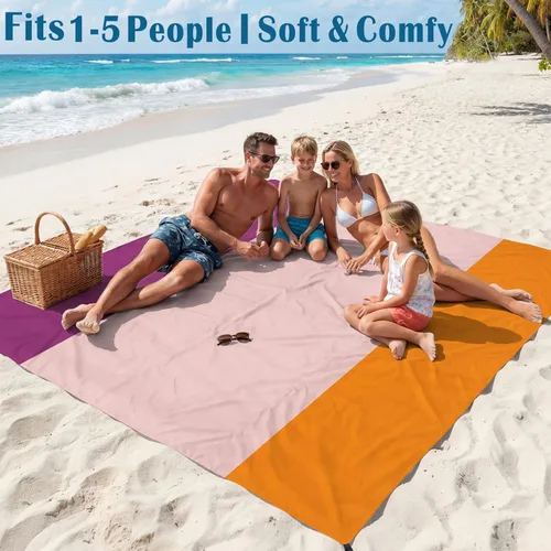 Miniatura 42 de Famstar Beach Blanket Oversized Extra Large 78"X81"/10'X9',Waterproof Sandproof Beach Blanket 2-8 Adults Lightweight Durable for Travel Camping