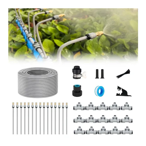 Miniatura 7 de Kits de riego por goteo de 49 pies, sistema de riego automático de conector rápido, con cuentagotas de flexión reemplazable, boquilla de cobre