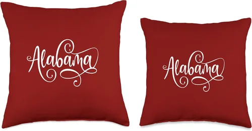 Miniatura 3 de BDAZ Alabama Bama Fancy White Script Design - Almohada para mujeres y adolescentes, 16 x 16 pulgadas, multicolor