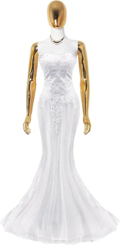 Miniatura 9 de Maniquí femenino Forma de vestido blanco Cuerpo completo Maniquí Cuerpo 70 pulgadas Maniquines ajustables Modelo de vestido de plástico Maniquines