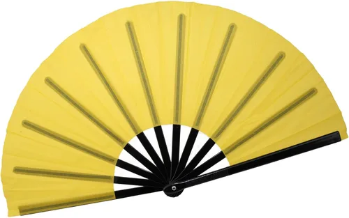 Miniatura 35 de QIRMIZI Abanico grande plegable para rave – Abanicos de tela de nailon, abanicos retro vintage para kung fu, tai chi, danza, festivales de música