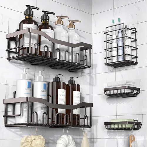 Miniatura 8 de EUDELE - Organizador de Ducha Adhesivo, Paquete de 5 Organizadores de Baño de Acero Inoxidable Resistente a la Oxidación con Gran Capacidad