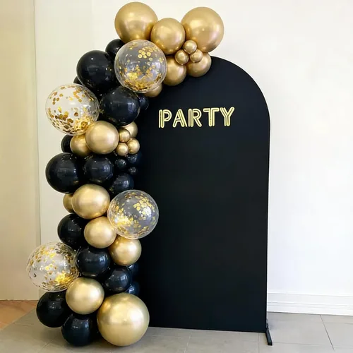 Miniatura 3 de 60 globos de confeti negro y dorado, globos metálicos de látex dorado y negro de 12 pulgadas para graduación 2026, aniversario, cumpleaños, Navidad