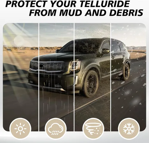 Miniatura 5 de Muslogy Protectores de barro compatibles con Kia Telluride 2020-2025 2026, accesorios protectores de barro delanteros y traseros, 4 unidades sin