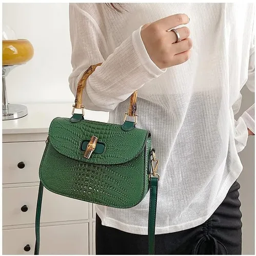 Miniatura 6 de Bolso de mano de cuero artificial de bambú con asa superior para mujer, elegante bolso de noche, regalo para mujer, hecho a mano