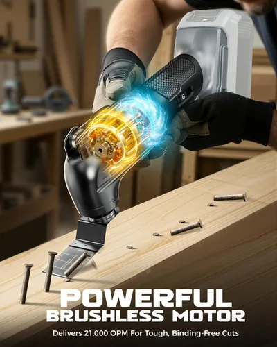 Miniatura 2 de Herramienta Oscilante Inalámbrica para Batería Dewalt de 20V, Herramienta de Motor sin Escobillas de 6 Velocidades Variables, Kit de Múltiples Para