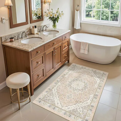 Miniatura 577 de Madane Tapete lavable de 2 x 10 pies para pasillo, cocina, recibidor, clásico, suave, antideslizante para interiores, casa de campo, baño, sala
