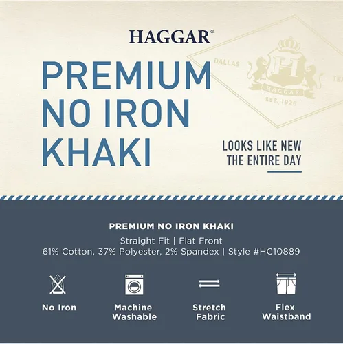Miniatura 4 de Haggar Men's Premium No Iron Khaki Straight Fit Flat Front Casual Pant