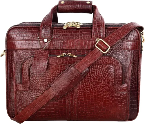Miniatura 4 de Maletines de cuero de grano completo de 16 pulgadas para computadora portátil, bolsas de hombro para hombres y mujeres, bolsa de trabajo de Marrón