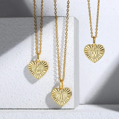 Miniatura 6 de Trendsmax Collar con dije de letra inicial de la A a la Z, regalo para mujeres y niñas, chapado en oro, cadena de eslabones Rolo de acero