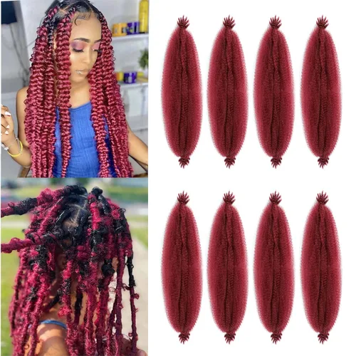 Miniatura 4 de Cabello afro trenzado elástico color marrón claro de 16 pulgadas, paquete de 3 T27, cabello afro preesponjado y trenzado elástico, cabello afro