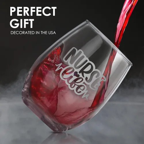 Miniatura 3 de Bad Bananas Regalos para enfermeras para mujeres, copa de vino sin tallo de 21 onzas, tinta plateada metálica, regalos certificados para el día