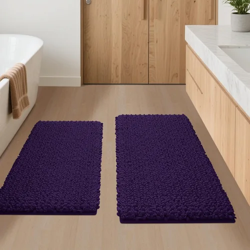 Miniatura 66 de ACCUMTEK - Juego de 2 alfombras de baño de lujo en color beige de 32"x20"+24"x17", alfombras de baño ultra suaves y gruesas absorbentes, alfombra