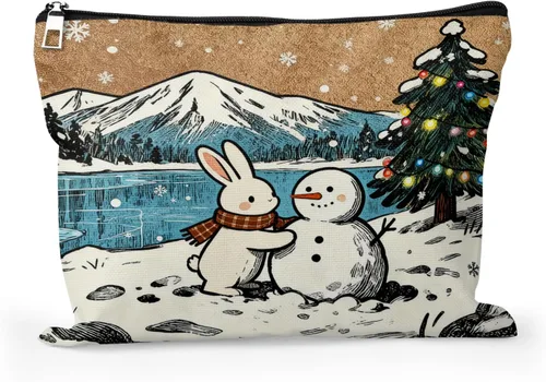 Miniatura 22 de Cafl Bolsa de maquillaje para mujeres y niñas, organizador de viaje portátil de gran capacidad, 10 x 8 pulgadas, Par de mirlo posado en ramas