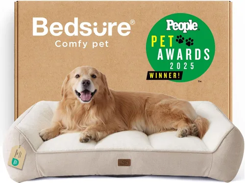 Miniatura 35 de Bedsure Cama ortopédica para perros de tamaño mediano, camas extra gruesas de apoyo para perros medianos con funda impermeable lavable, cómodo sofá