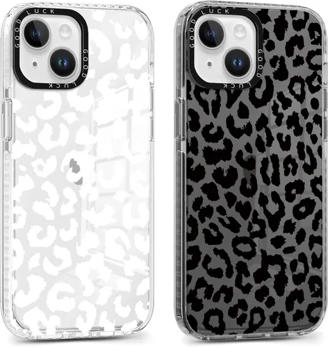 Miniatura 54 de Pack de 2 Fundas con Estampado de Guepardo para Apple iPhone 13 / iPhone 14 de 6.1 Pulgadas, Funda Transparente Linda Coquette con Patrones
