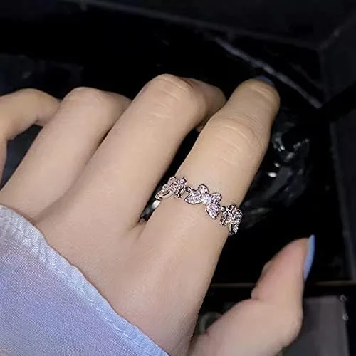 Miniatura 2 de Útiles y profesionales anillos de moda brillantes con circonita cúbica y hojas geométricas ajustables para niñas minimalista delicados regalos
