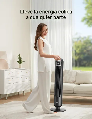 Miniatura 7 de Dreo - Ventilador de torre para dormitorio, ventiladores de pie oscilantes de 90° para habitación con 4 velocidades, 3 modos, silencioso de 28dB
