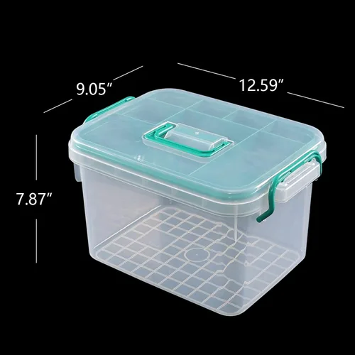 Miniatura 2 de Vababa Caja de primeros auxilios transparente, contenedor de almacenamiento de plástico con tapa de bloqueo y asa