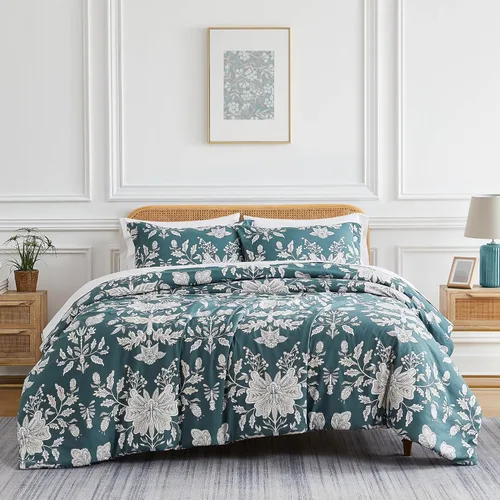 Miniatura 36 de Southshore Fine Living, Inc. Juego de edredón costero individual XL, edredón de plumón alternativo a rayas azules, tamaño individual XL con funda