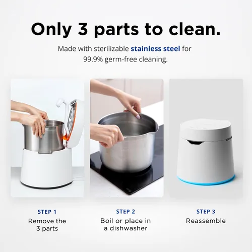 Miniatura 4 de Carepod One Plus Humidificador de Acero Inoxidable para Habitación Grande con Luz de Ambiente, Silencioso y Seguro para Bebé, Solo 3 Partes Blanco