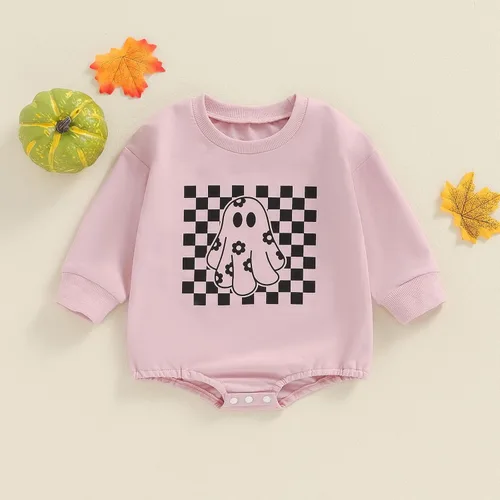 Miniatura 56 de FYBITBO Traje de Halloween para recién nacido, niña y niño, espeluznante temporada, mameluco con burbujas para otoño, Halloween, ropa de bebé