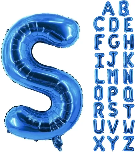 Globos de letras azules de 40 pulgadas, globo grande del alfabeto de aluminio de Mylar para decoración de cumpleaños, boda, aniversario, graduación,